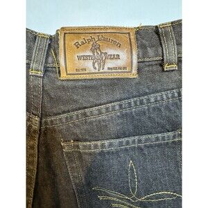 Ralph Lauren Western Vintage Brown Denim Jeans Sz 8 Made in USA 35" Inseam